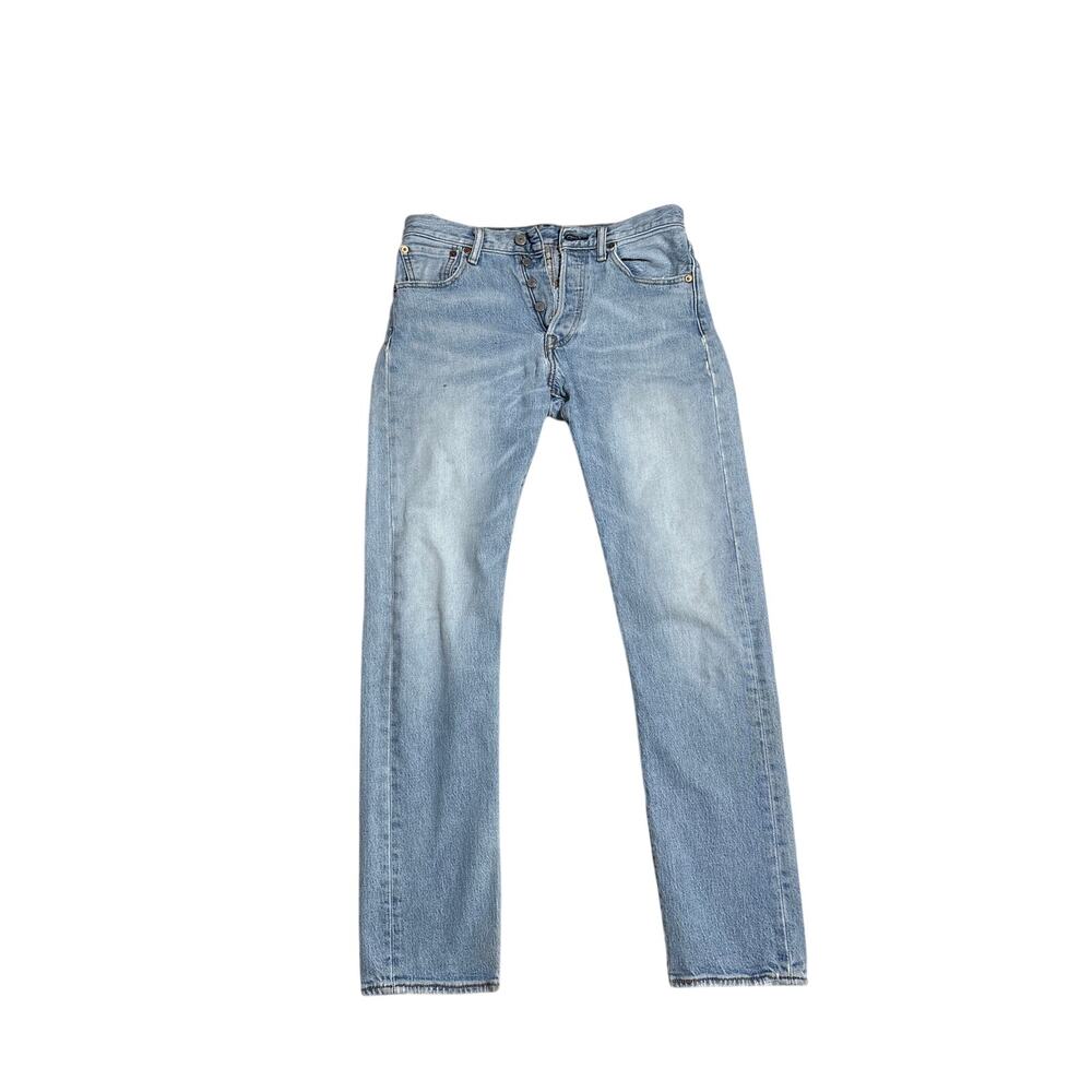 Levi's 501 Light Wash Slim Tapered Jeans Button Fly Distressed W28 Unisex